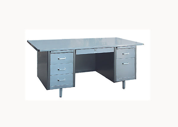 Vintage Original Steel metal furniture- Tanker Desk- Executive - 30"x72"x34" - Retro Circa 1950